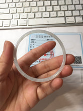 Load image into Gallery viewer, 59mm certifide Type A 100% Natural light green white skinny round cut Jadeite Jade bangle AZ178-0515