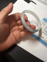 Load image into Gallery viewer, 52.5mm certified natural 100% natural Type A light green/white slim jadeite jade bangle BS91-6677