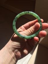 Load image into Gallery viewer, 55mm Certified 100% Natural Fresh Young Green/Dark Green/Black Green Ink Painting (绿水墨) Round Cut Nephrite (Wulanhai 乌兰海碧玉) Bangle HN166-7328