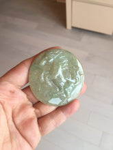 Load image into Gallery viewer, 100% Natural type A light green yellow jadeite Jade horse pendant worry stone AA93