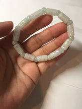 Load image into Gallery viewer, Size 52-62mm 100% natural type A white light green vintage style bamboo joints with hollow cross-shaped patterns jadeite jade beads bracelet PC52