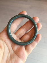 Load image into Gallery viewer, 51.1mm Certified Type A 100% Natural dark green blue gray black slim round cut Guatemala Jadeite bangle PJ3-4307