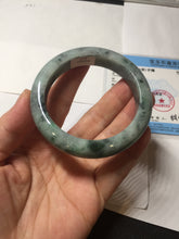 Load image into Gallery viewer, 52.5mm certified Type A 100% Natural dark green/black Jadeite Jade bangle PD135-6275
