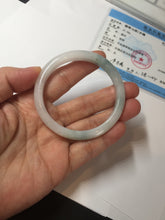 Load image into Gallery viewer, 52.5mm certified natural 100% natural Type A light green/white slim jadeite jade bangle BS91-6677