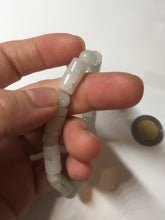 Load image into Gallery viewer, Size 52-62mm 100% natural type A white light green vintage style bamboo joints with hollow cross-shaped patterns jadeite jade beads bracelet PC52
