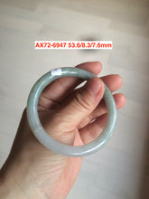 Load image into Gallery viewer, 53.6mm Certified 100% natural Type A light green/gray round cut jadeite jade bangle AX72-6947