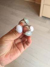 Load image into Gallery viewer, 100% natural type A icy watery green dark green four-prong jadeite jade ring group AA91