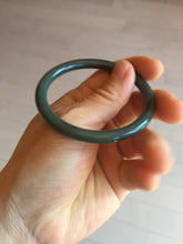 Load image into Gallery viewer, 51.1mm Certified Type A 100% Natural dark green blue gray black slim round cut Guatemala Jadeite bangle PJ3-4307