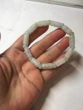 Load image into Gallery viewer, Size 52-62mm 100% natural type A white light green vintage style bamboo joints with hollow cross-shaped patterns jadeite jade beads bracelet PC52