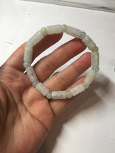 Load image into Gallery viewer, Size 52-62mm 100% natural type A white light green vintage style bamboo joints with hollow cross-shaped patterns jadeite jade beads bracelet PC52