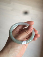 Load image into Gallery viewer, 53.6mm Certified 100% natural Type A light green/gray round cut jadeite jade bangle AX72-6947