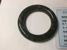 Load image into Gallery viewer, 55.5mm certified 100% Natural dark green/gray/black chubby round cut nephrite Jade bangle HF85-0882