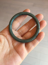 Load image into Gallery viewer, 51.1mm Certified Type A 100% Natural dark green blue gray black slim round cut Guatemala Jadeite bangle PJ3-4307