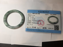 Load image into Gallery viewer, 56mm certified 100% natural Type A light green/white with green floating flowers round cut jadeite jade bangle BS92-6607