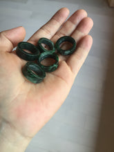 Load image into Gallery viewer, 100% natural type A dark green/sunny green/black jadeite jade band ring PB222