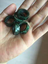 Load image into Gallery viewer, 100% natural type A dark green/sunny green/black jadeite jade band ring PB222