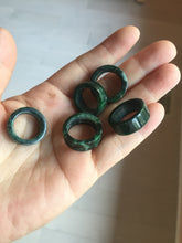 Load image into Gallery viewer, 100% natural type A dark green/sunny green/black jadeite jade band ring PB222