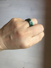 Load image into Gallery viewer, 100% natural type A dark green/sunny green/black jadeite jade band ring PB222