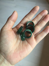 Load image into Gallery viewer, 100% natural type A dark green/sunny green/black jadeite jade band ring PB222