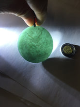 Load image into Gallery viewer, 48.7mm 100% Natural dark green/black/gray Guatemala jadeite intaglio dragon Pendant/handhold worry stone PD193