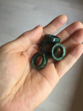 Load image into Gallery viewer, 100% natural type A dark green/sunny green/black jadeite jade band ring PB222