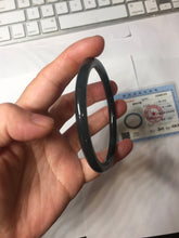 Load image into Gallery viewer, 卖了 60mm Type A 100% Natural icy black(冰乌鸡) blue gray Guatemala Slim Round Cut Jadeite Bangle PJ152-1378