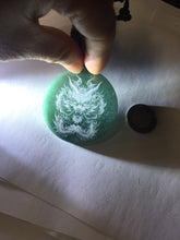 Load image into Gallery viewer, 48.7mm 100% Natural dark green/black/gray Guatemala jadeite intaglio dragon Pendant/handhold worry stone PD193