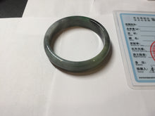 Load image into Gallery viewer, 51.2mm Certified Type A 100% Natural sunny green gray black(Wuji) Mountains Embrace Emerald(群山怀翠) jadeite jade bangle AZ180-0509