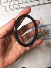Load image into Gallery viewer, 卖了 60mm Type A 100% Natural icy black(冰乌鸡) blue gray Guatemala Slim Round Cut Jadeite Bangle PJ152-1378