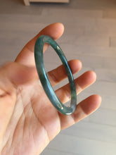 Load image into Gallery viewer, 57.6mm Certified Type A 100% Natural dark green blue gray black slim round cut Guatemala Jadeite bangle PJ5-4321
