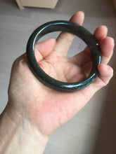 Load image into Gallery viewer, 64.6mm certified 100% Natural dark green/black meteorite Stellar Night sky nephrite bangle HN165-5034