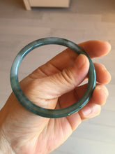 Load image into Gallery viewer, 57.6mm Certified Type A 100% Natural dark green blue gray black slim round cut Guatemala Jadeite bangle PJ5-4321