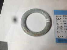 Load image into Gallery viewer, 54.7mm certified 100% natural type A light green/purple/yellow (FU LU SHOU) chubby round cut jadeite jade bangle BG70-2939