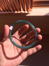 Load image into Gallery viewer, 60mm Certified Type A 100% Natural dark green/blue/gray Guatemala slim round cut Jadeite bangle PD24-3854