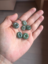 Load image into Gallery viewer, 12-19mm Type A 100% Natural dark green black gray(老油青) Jadeite Safety Guardian Button donuts pendant PF10