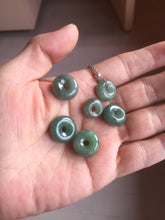 Load image into Gallery viewer, 12-19mm Type A 100% Natural dark green black gray(老油青) Jadeite Safety Guardian Button donuts pendant PF10