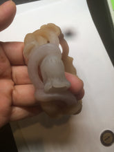 Load image into Gallery viewer, 57.2mm 100% natural light brown/purple carved Lily of the Valley Quartzite (Shetaicui jade) bangle SY3