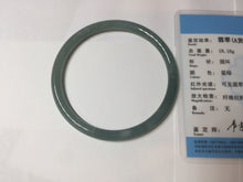 Load image into Gallery viewer, 60.5mm Certified Type A 100% Natural icy watery deep sea dark green/blue/gray/black snowly Guatemala slim round cut Jadeite bangle PB145-8150