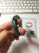 Load image into Gallery viewer, 51.2mm Certified Type A 100% Natural sunny green gray black(Wuji) Mountains Embrace Emerald(群山怀翠) jadeite jade bangle AZ180-0509