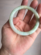 Load image into Gallery viewer, 54mm Certified Type A 100% Natural fresh light green yellow with sunny green flying flowers round cut Jadeite Jade bangle C91-2827