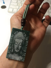 Load image into Gallery viewer, 100% natural blue/gray Guatemala jadeite jade Guanyin (观音) safe and sound pendant/worry stone/decor PD194