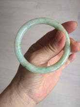 Load image into Gallery viewer, 54mm Certified Type A 100% Natural fresh light green yellow with sunny green flying flowers round cut Jadeite Jade bangle C91-2827