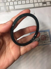 Load image into Gallery viewer, 58.8mm Type A 100% Natural icy black(冰乌鸡) blue gray Guatemala Slim Round Cut Jadeite Bangle PJ153-1373