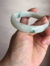 Load image into Gallery viewer, 55.5mm Certified type A 100% Natural light green with green flying flowers Jadeite bangle D131-4024