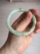 Load image into Gallery viewer, 54mm Certified Type A 100% Natural fresh light green yellow with sunny green flying flowers round cut Jadeite Jade bangle C91-2827