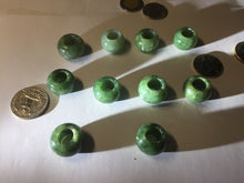 Load image into Gallery viewer, 20(16)x12.9(12.4)mm Type A 100% Natural dark green/gray/black(老油青) donut shape Jadeite Jade LuluTong (Every road is smooth) bead pendant PD195