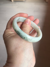 Load image into Gallery viewer, 55.5mm Certified type A 100% Natural light green with green flying flowers Jadeite bangle D131-4024