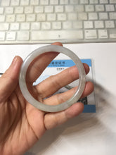 Load image into Gallery viewer, 卖了 56.2mm certified Type A 100% Natural white yellow green gray light purple with brown flying dandelions slim round cut Jadeite Jade bangle PE117-3722