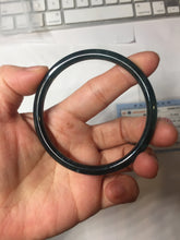 Load image into Gallery viewer, 58.8mm Type A 100% Natural icy black(冰乌鸡) blue gray Guatemala Slim Round Cut Jadeite Bangle PJ153-1373
