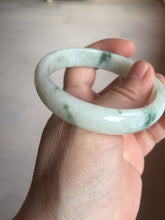Load image into Gallery viewer, 55.5mm Certified type A 100% Natural light green with green flying flowers Jadeite bangle D131-4024
